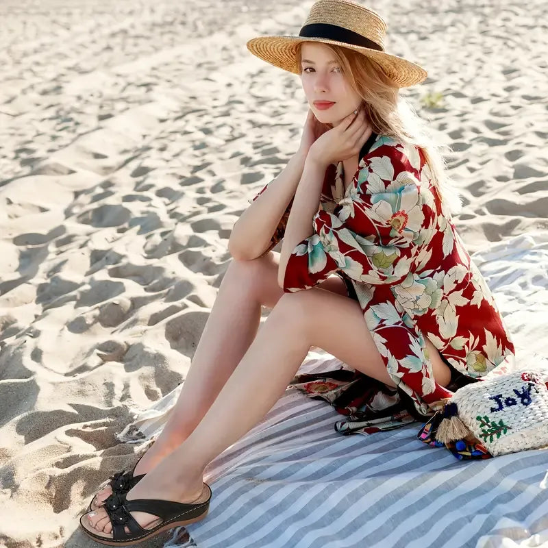 Elthivo dámské bezbolestné pohodlné ortopedické kožené sandály