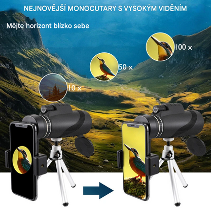HD profesionální monokulární dalekohled a kamera – hvězdářský dalekohled pro mobilní telefon, vhodný pro pozorování Měsíce a souhvězdí.