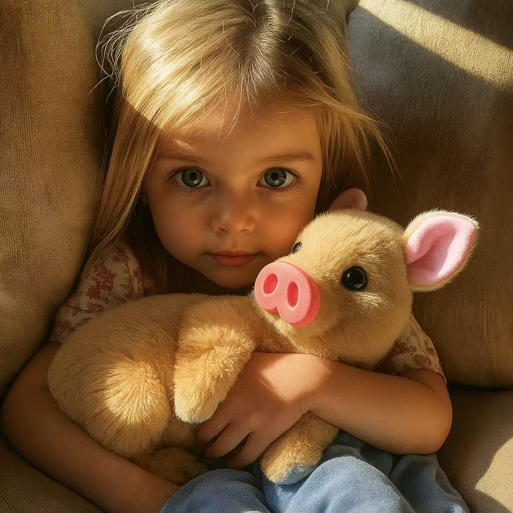 Roztomilé plyšové selátko — terapeutický společník pro radost a klid v každém věku