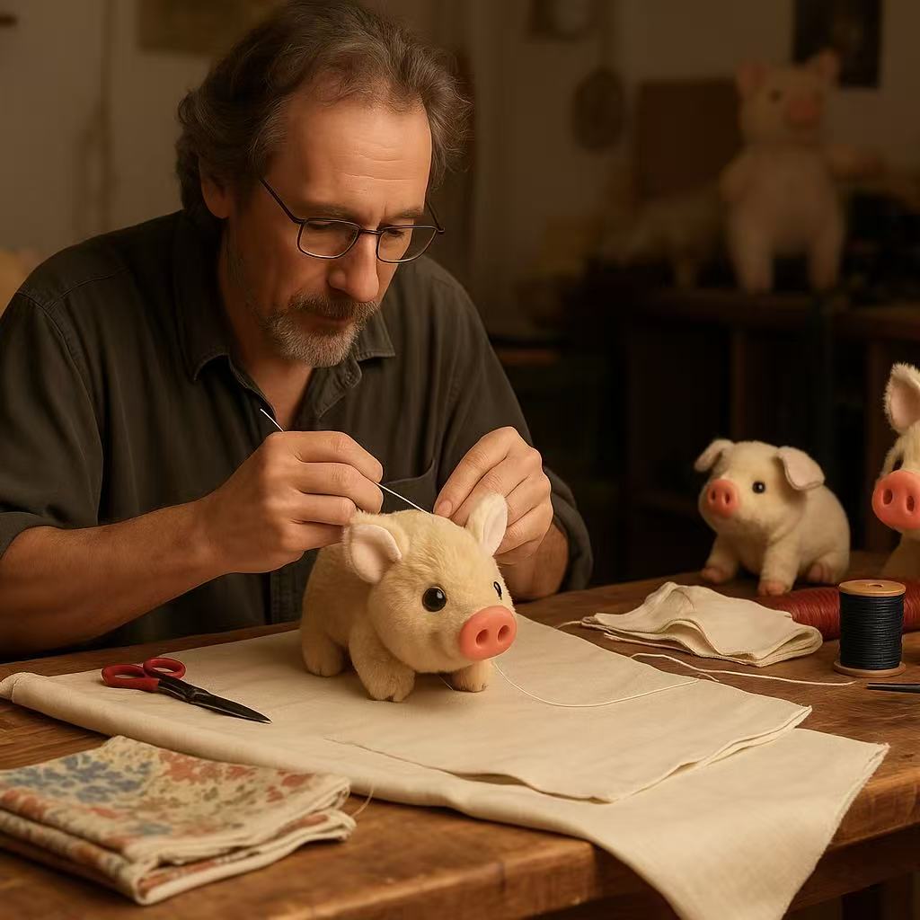 Roztomilé plyšové selátko — terapeutický společník pro radost a klid v každém věku