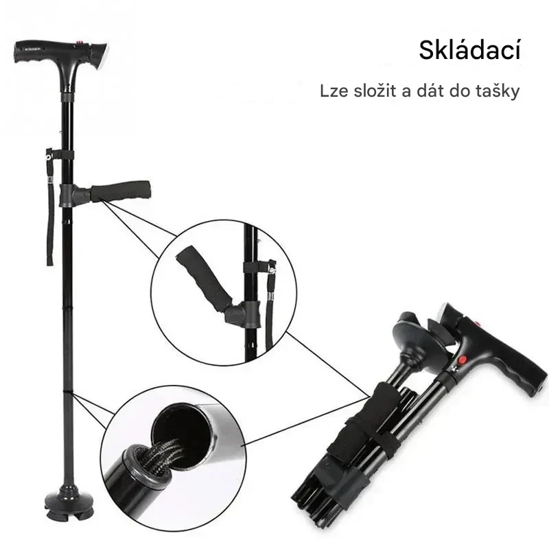 Doporučují ortopedi：Protiskluzová multifunkční vycházková hůl pro bezpečnou chůzi  Spolehlivá opora při každém kroku.