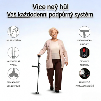 Doporučují ortopedi：Protiskluzová multifunkční vycházková hůl pro bezpečnou chůzi  Spolehlivá opora při každém kroku.