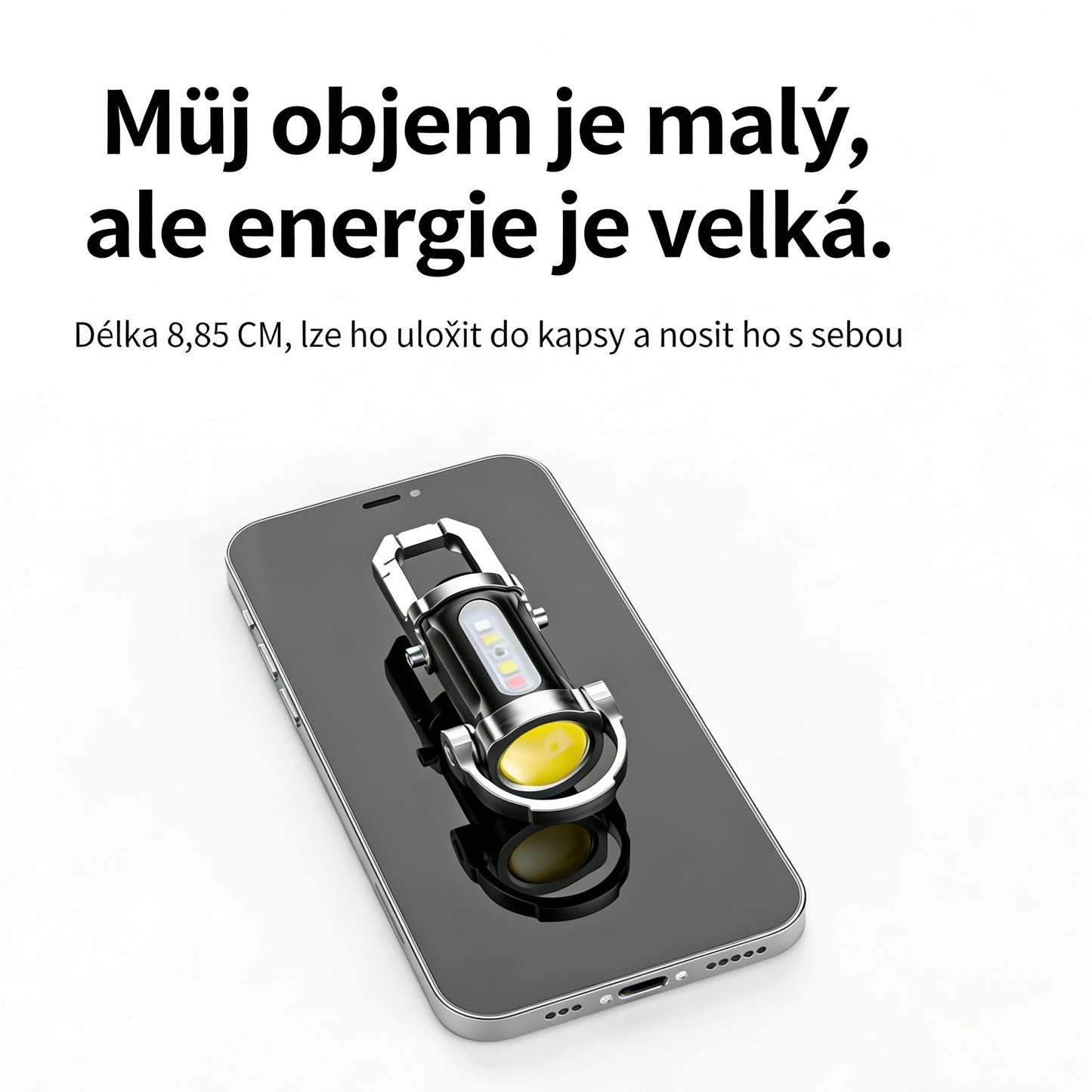 Elthivo™ KeyBlazer – Mini Silná LED Svítilna 1200 Lumenů, Přívěsek na Klíče, Nouzové Světlo a Powerbanka