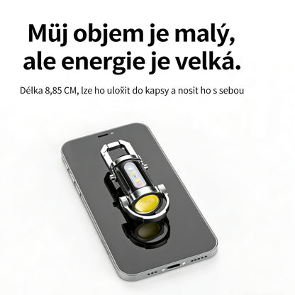 Elthivo™ KeyBlazer – Mini Silná LED Svítilna 1200 Lumenů, Přívěsek na Klíče, Nouzové Světlo a Powerbanka