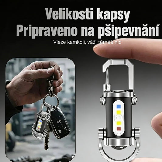Elthivo™ KeyBlazer – Mini Silná LED Svítilna 1200 Lumenů, Přívěsek na Klíče, Nouzové Světlo a Powerbanka