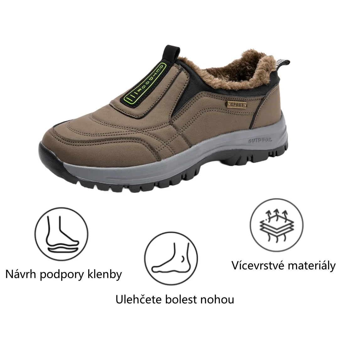 Zimní ortopedická obuv, zateplená s měkkou podšívkou, která ulevuje od bolesti nohou i únavy zad.