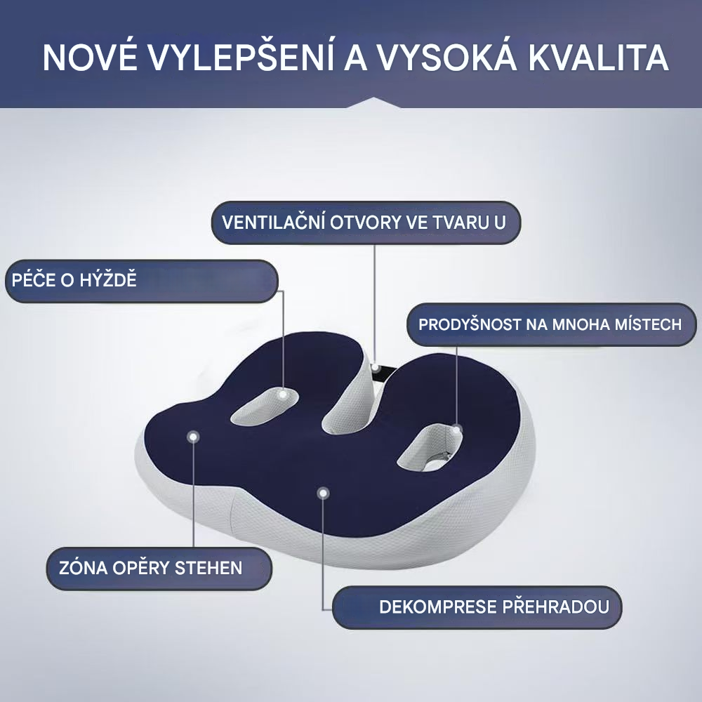 Elthivo ErgoSeat Memory Foam Seat Cushion – ergonomický polštář pro pohodlné sezení každý den