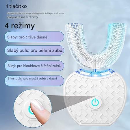 Ultrazvukový elektrický zubní kartáček pro seniory – 360° čištění, U-hlavice a jemná péče o dásně