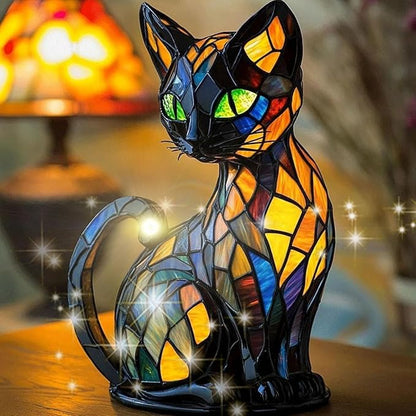 🎉Nejlepší vánoční dárek🎉 – roztomilá lampička z malovaného skla ve tvaru kočky – ideální pro milovníky koček, přinášející do místnosti hřejivou atmosféru