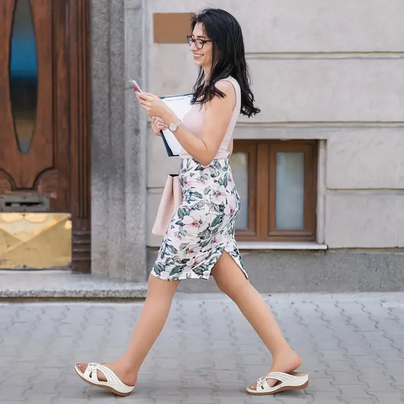 Elthivo dámské bezbolestné pohodlné ortopedické kožené sandály