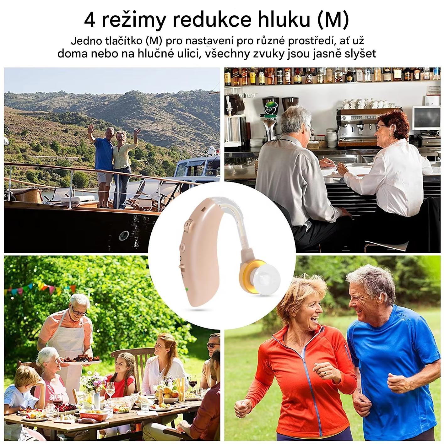 Nový inteligentní sluchový přístroj s potlačením hluku pro seniory