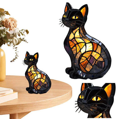 🎉Nejlepší vánoční dárek🎉 – roztomilá lampička z malovaného skla ve tvaru kočky – ideální pro milovníky koček, přinášející do místnosti hřejivou atmosféru