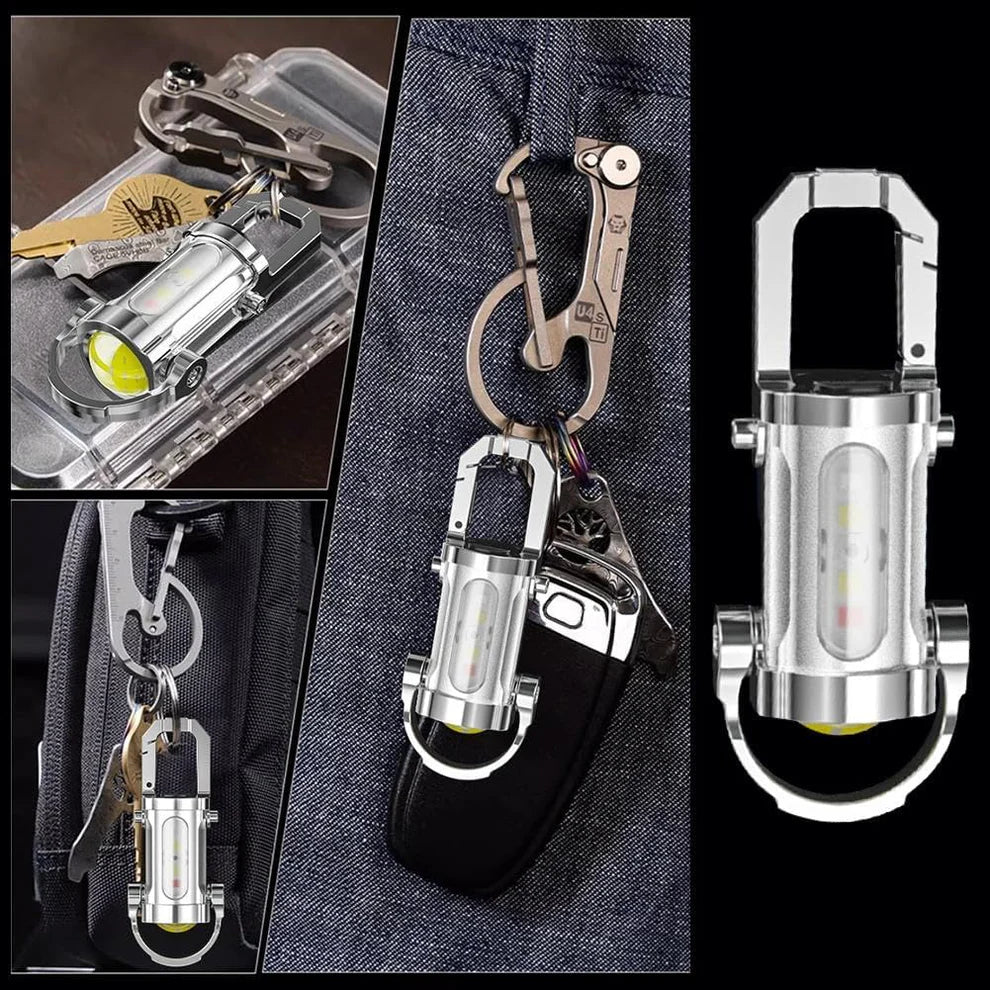 Elthivo™ KeyBlazer – Mini Silná LED Svítilna 1200 Lumenů, Přívěsek na Klíče, Nouzové Světlo a Powerbanka