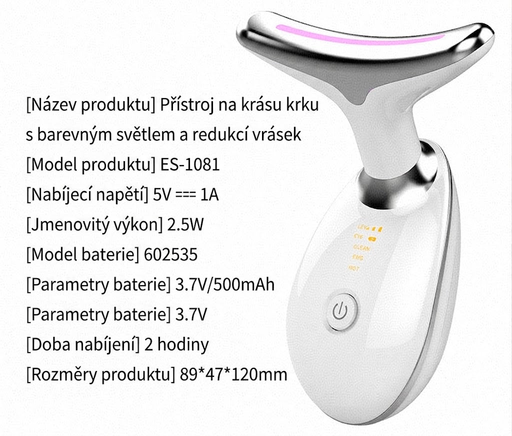 ✨ Světelný přístroj pro péči o krk s LED terapií, EMS a tepelnou masáží