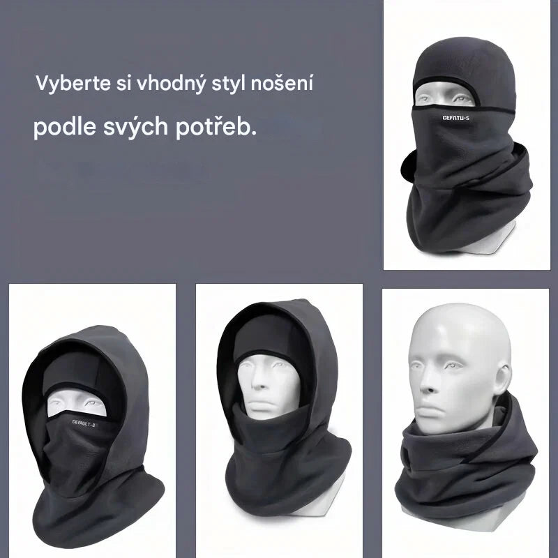 Multifunkční 3v1 čepice – šála, rouška a čepice v jednom, snadné nasazení během pár sekund, ideální pro zimu a ochranu před chladem❄️
