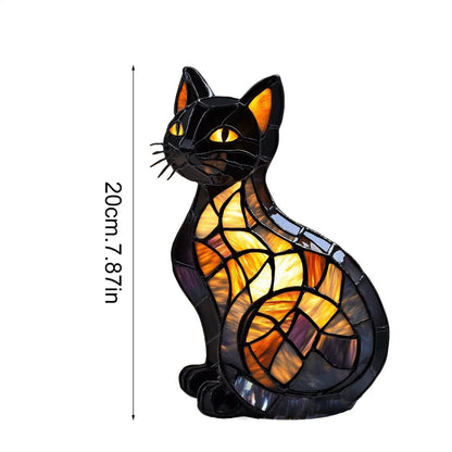 🎉Nejlepší vánoční dárek🎉 – roztomilá lampička z malovaného skla ve tvaru kočky – ideální pro milovníky koček, přinášející do místnosti hřejivou atmosféru