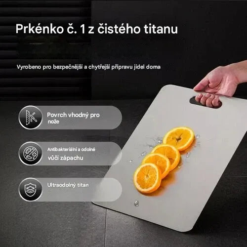 Elthivo™ krájecí deska z titanové slitiny – ultra odolná, hygienická a šetrná k nožům, nezbytný pomocník do vaší kuchyně