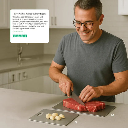 Elthivo™ krájecí deska z titanové slitiny – ultra odolná, hygienická a šetrná k nožům, nezbytný pomocník do vaší kuchyně