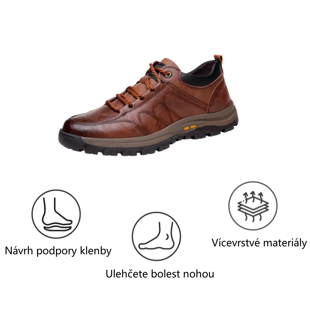 Pánské kožené boty pro seniory – měkké, pohodlné a neklouzavé pro každodenní chůzi