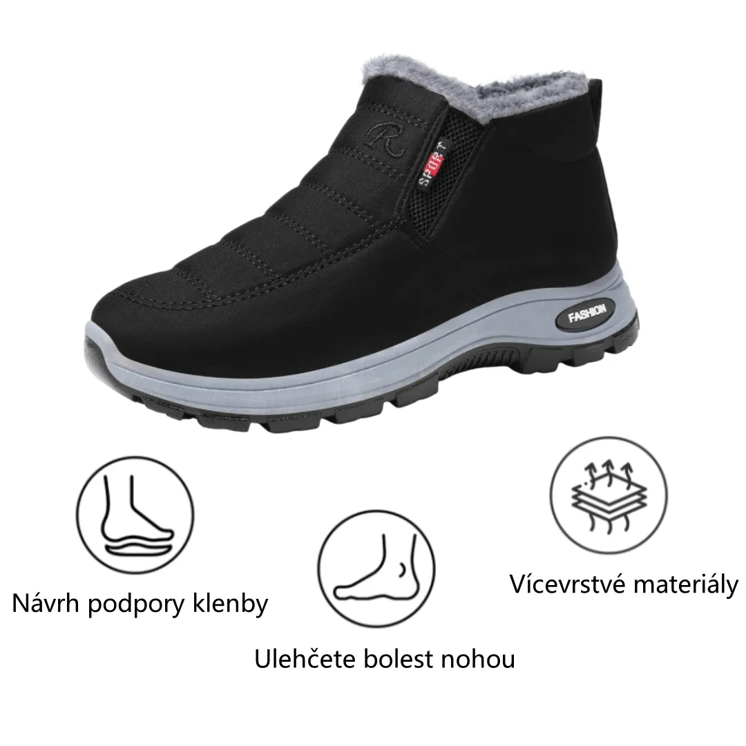 Zimní protiskluzové a zateplené boty pro muže i ženy se slabší rovnováhou – ulevují od tlaku na kolena