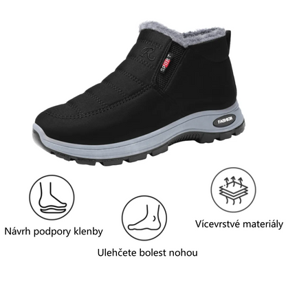 Zimní protiskluzové a zateplené boty pro muže i ženy se slabší rovnováhou – ulevují od tlaku na kolena