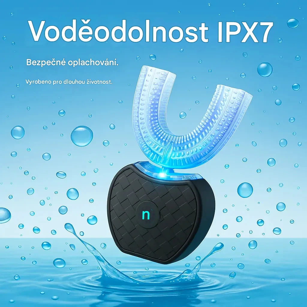 Ultrazvukový elektrický zubní kartáček pro seniory – 360° čištění, U-hlavice a jemná péče o dásně