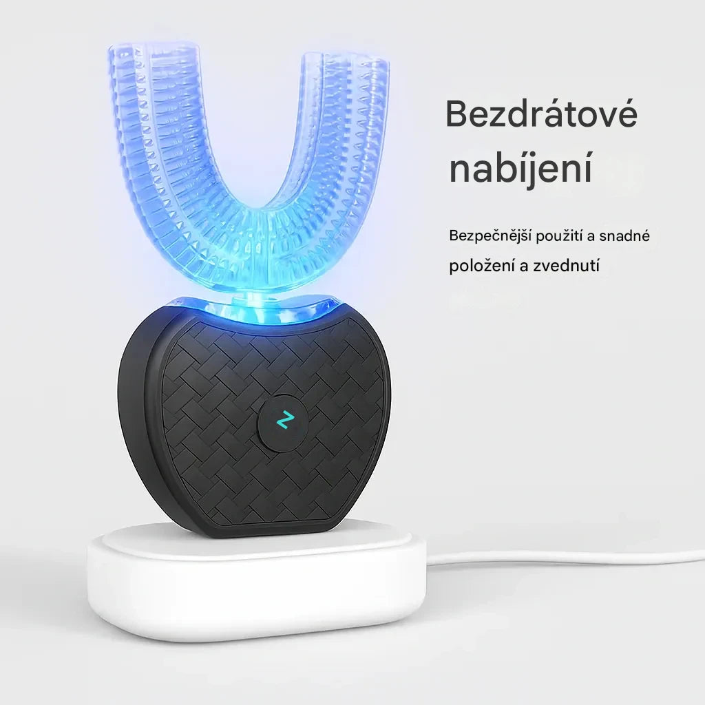 Ultrazvukový elektrický zubní kartáček pro seniory – 360° čištění, U-hlavice a jemná péče o dásně