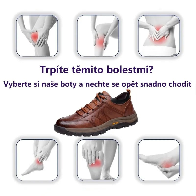 Pánské kožené boty pro seniory – měkké, pohodlné a neklouzavé pro každodenní chůzi