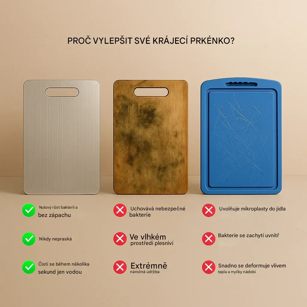 Elthivo™ krájecí deska z titanové slitiny – ultra odolná, hygienická a šetrná k nožům, nezbytný pomocník do vaší kuchyně