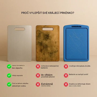 Elthivo™ krájecí deska z titanové slitiny – ultra odolná, hygienická a šetrná k nožům, nezbytný pomocník do vaší kuchyně