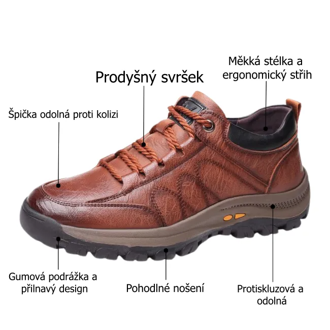 Pánské kožené boty pro seniory – měkké, pohodlné a neklouzavé pro každodenní chůzi