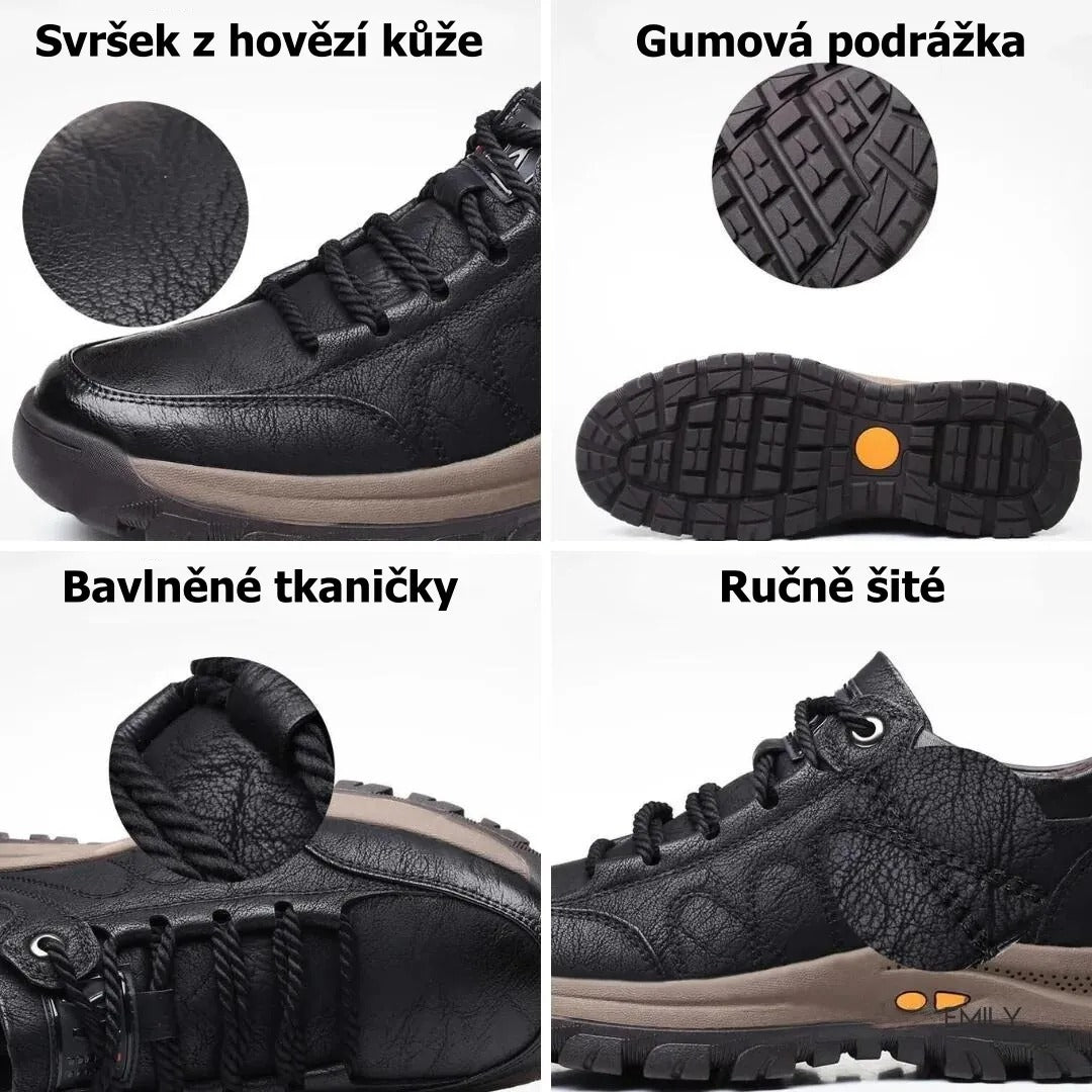 Pánské kožené boty pro seniory – měkké, pohodlné a neklouzavé pro každodenní chůzi