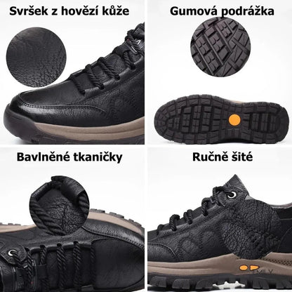 Pánské kožené boty pro seniory – měkké, pohodlné a neklouzavé pro každodenní chůzi